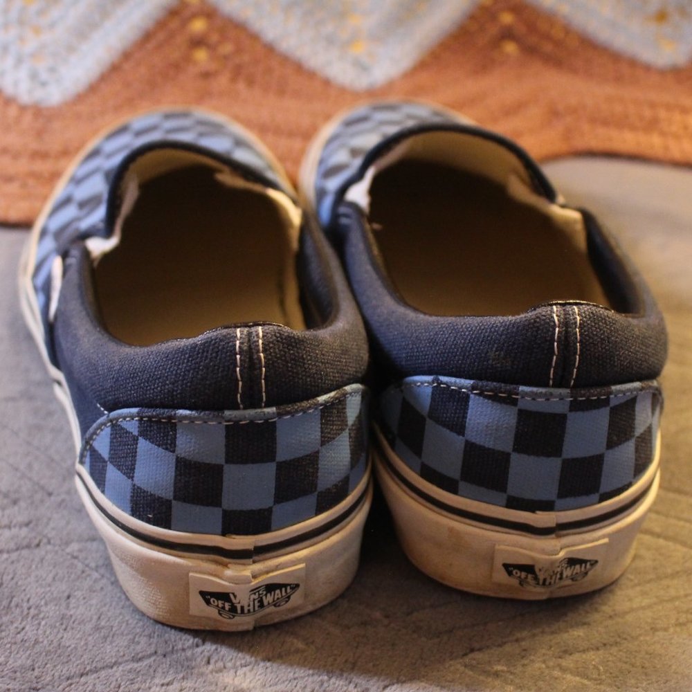 Blue Checkerboard Slip-On Vans - Picture 4 of 8
